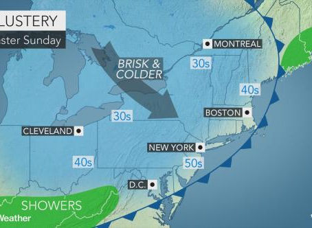 Storms, chilly air to frequent northeastern US well beyond Easter weekend