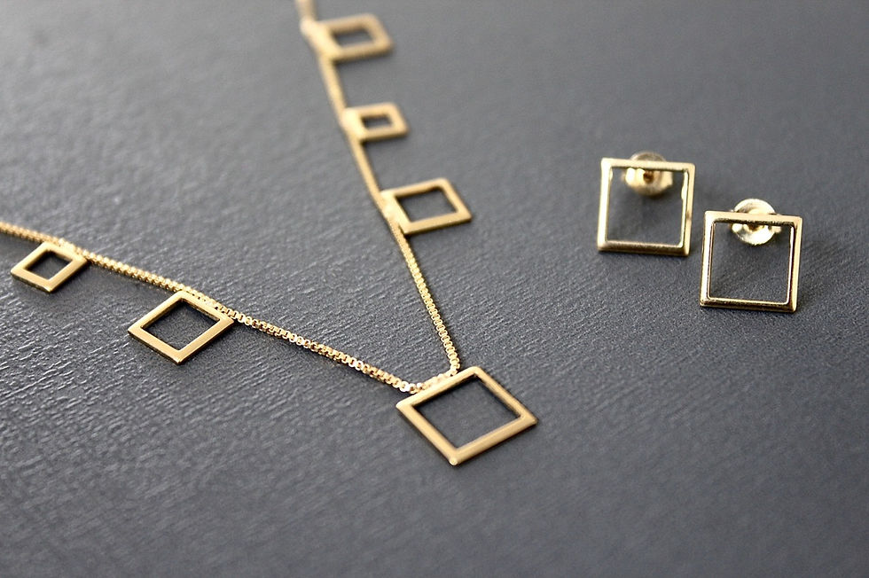 Miniatura: Chokers de Formas Geometricas Banhados no Ouro 18k