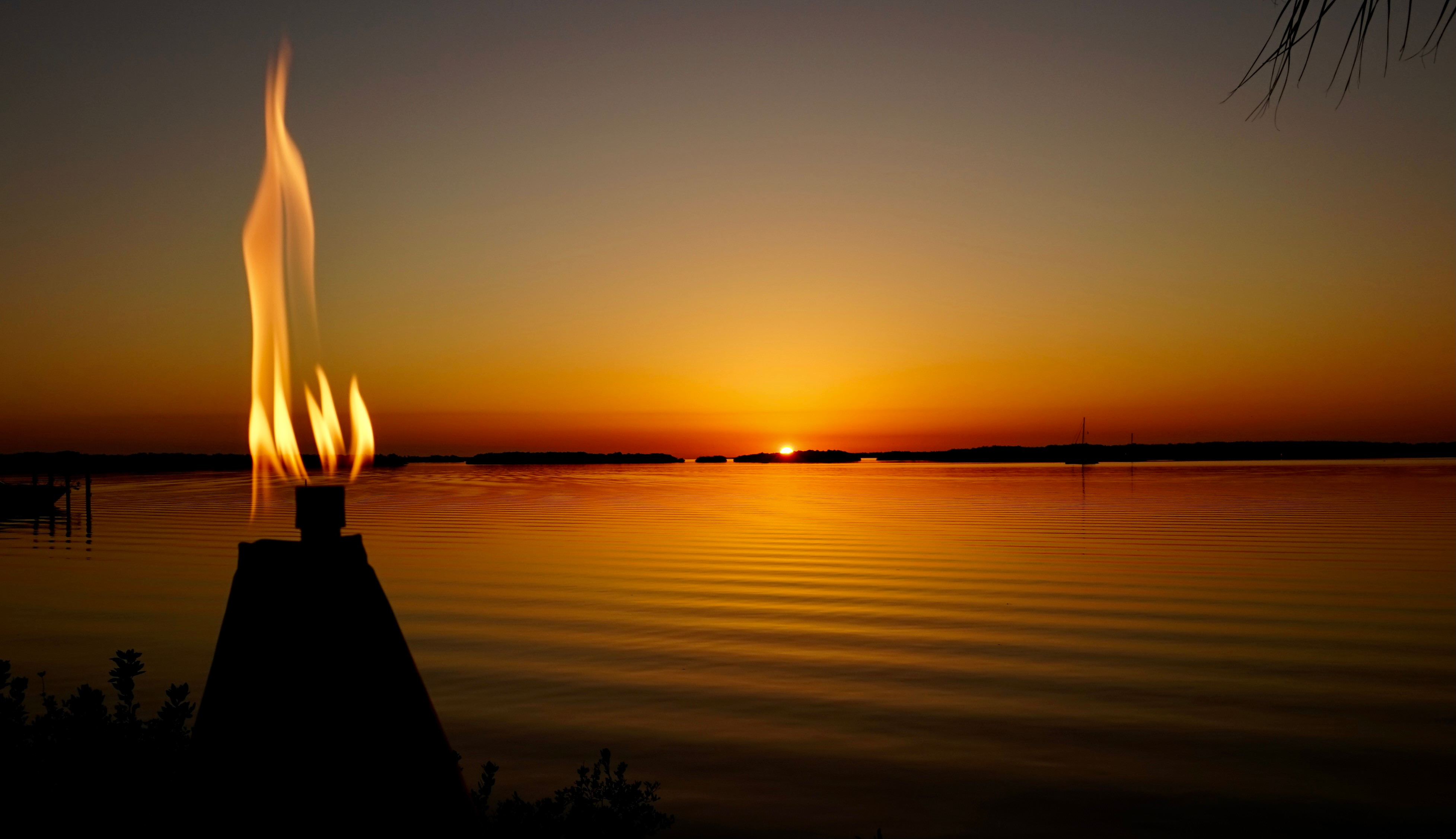 flame at sunset