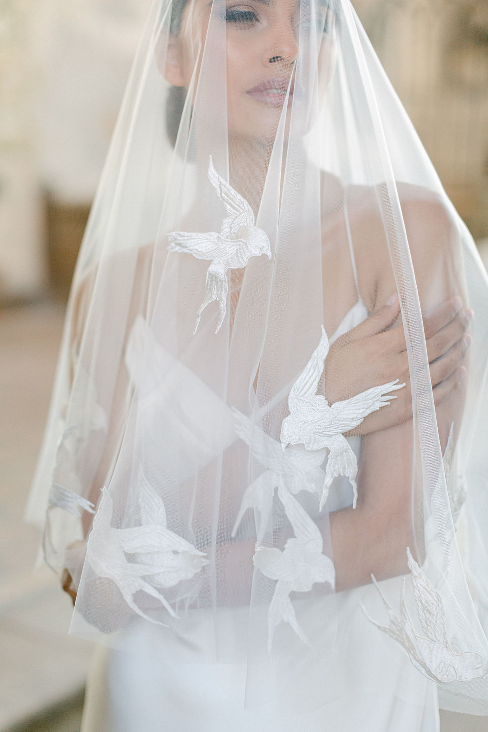 Thumbnail: PASSERINE | Silk Swallow Wedding Veil