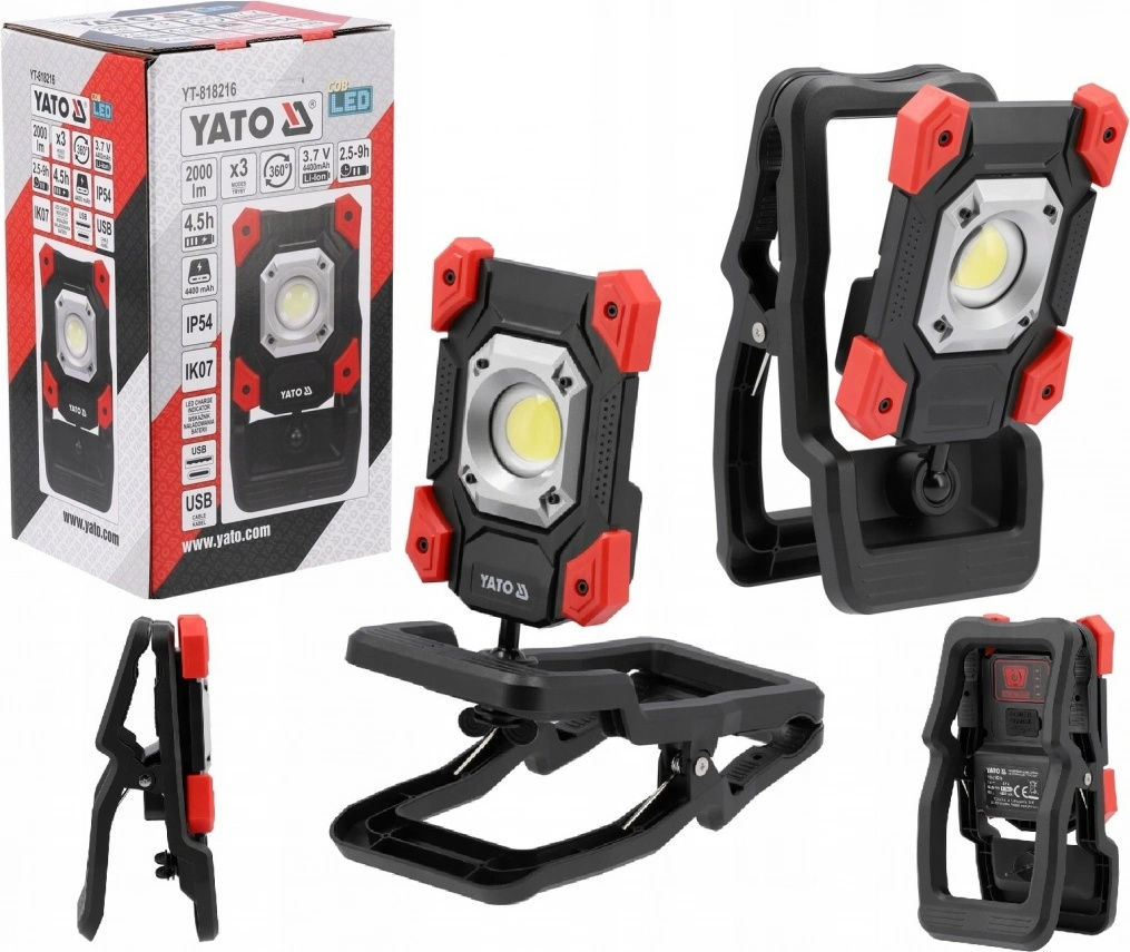 YATO PORT. FLOODLIGHT. 20W 2000LM WITH CLAMP