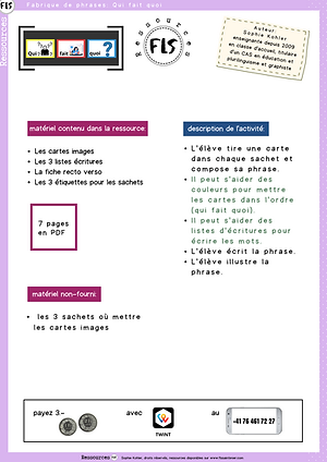 Ressources FLS Fabrique de phrases: qui fait quoi?