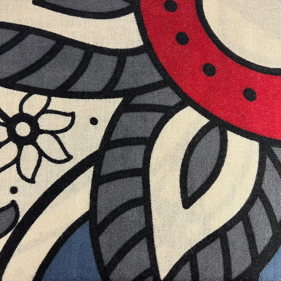 Thumbnail: GRANDES ET PETITES FLEURS ROUGE ET BLEU 