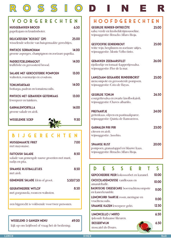 Dinerkaart Nederlands