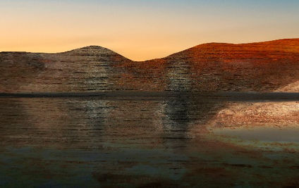 Digitally altered photo by Katherine Boland with burnt textures and coastal imagery, imagining a future shaped by climate inaction and environmental collapse.