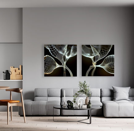 AI-generated digital artwork by Katherine Boland showing surreal hybrid plants—blurring nature, technology, and ecological loss.