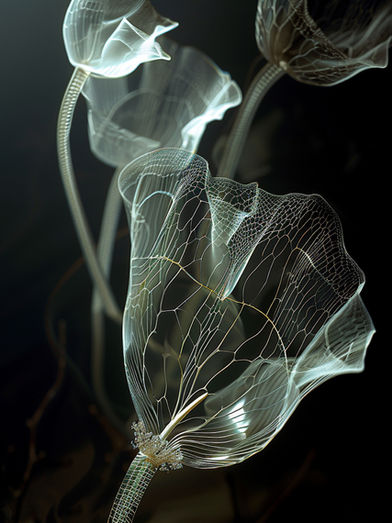 Digital artwork by Katherine Boland blends plant photos with AI forms, exploring nature’s beauty, tension, and fragility.