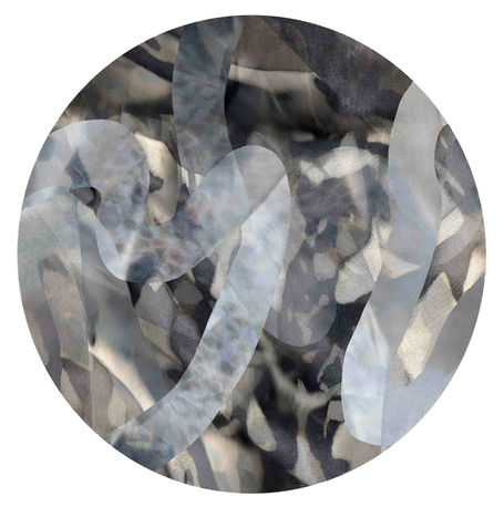 Scannogram from A Material World III by Katherine Boland, layering recycled fabric scraps to highlight waste, memory, and fast fashion impact.