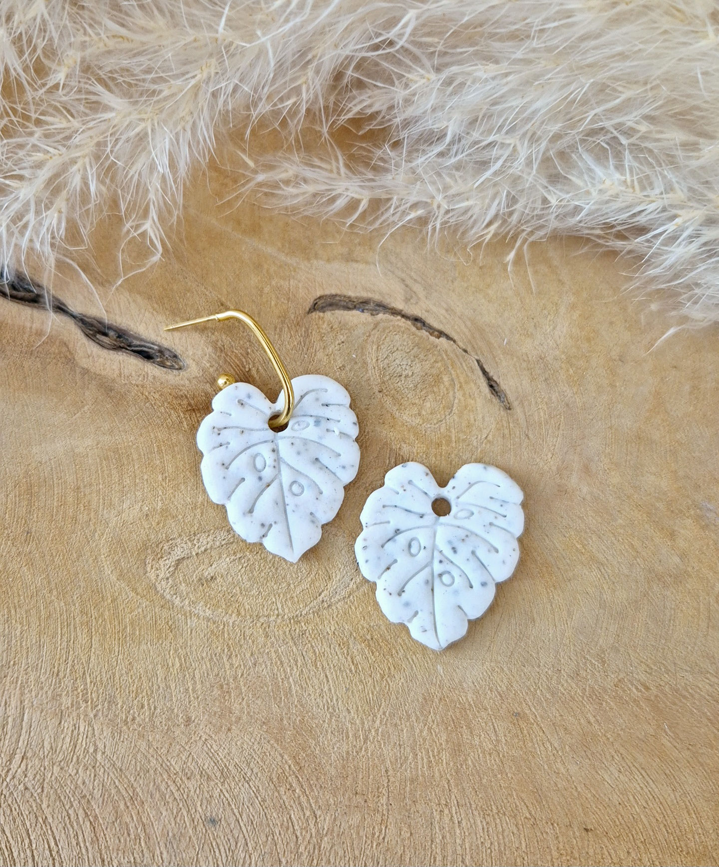 Duo de Pampilles blanc tacheté noir