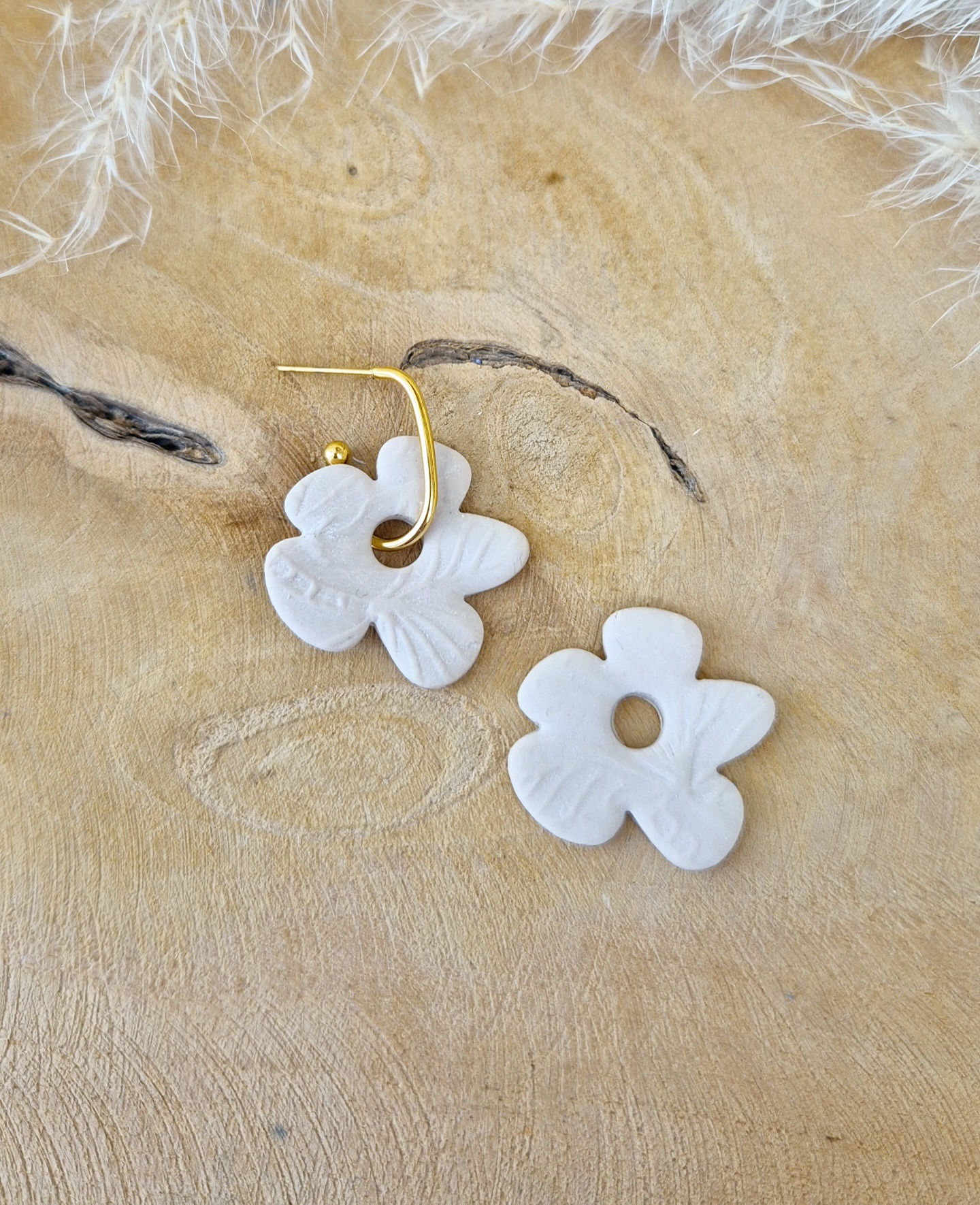 Duo de Pampilles blanc beige