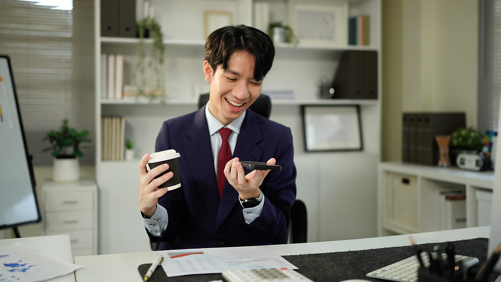 Virtual Assistant on speakerphone in home office
