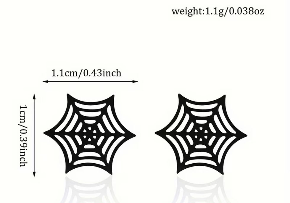 Thumbnail: Spider Web Stud Earrings – Stainless Steel Gothic Earrings Black or Silver