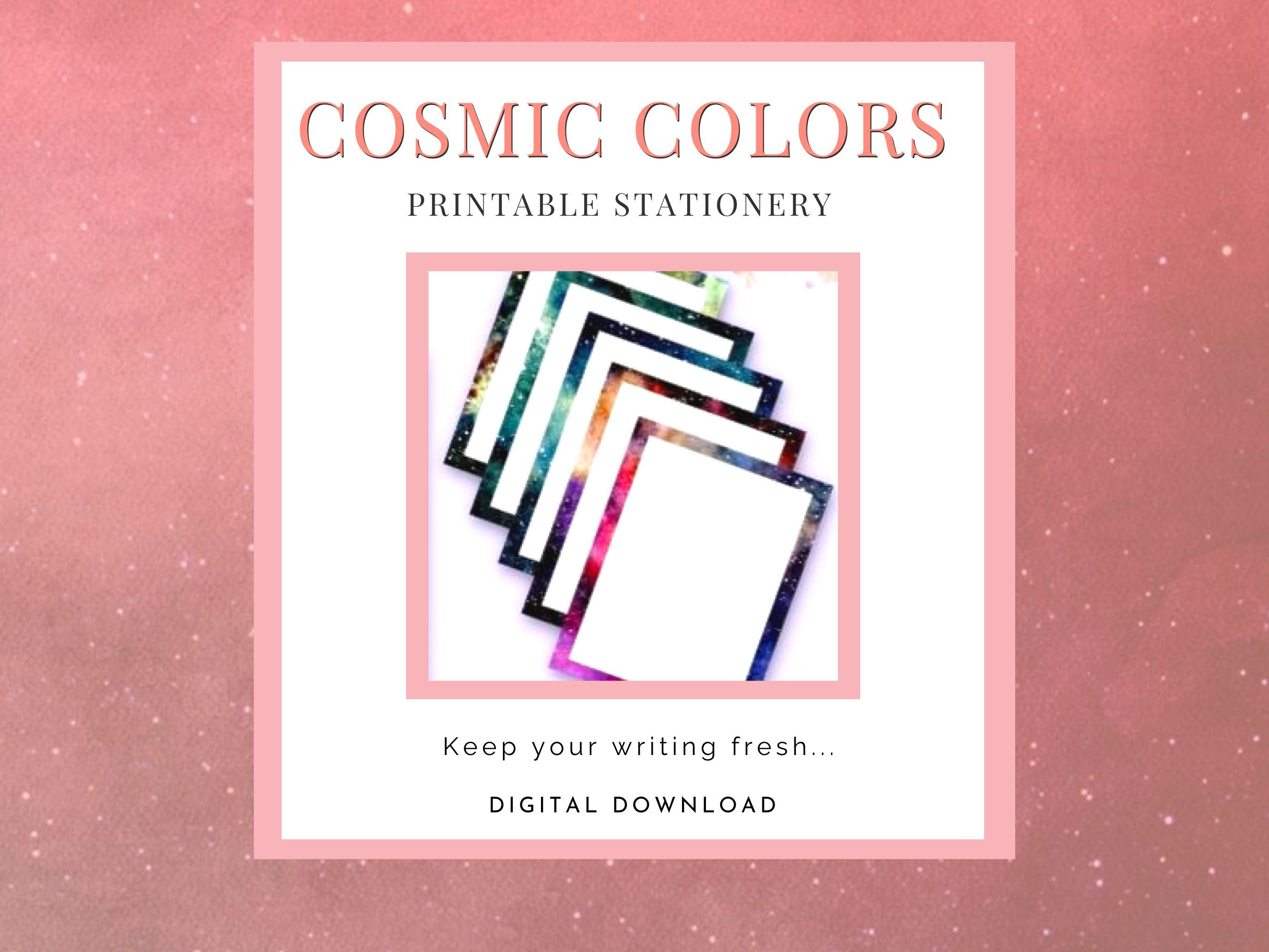 Cosmic Colors Stationery (DIGITAL/PRINTABLE FILE)