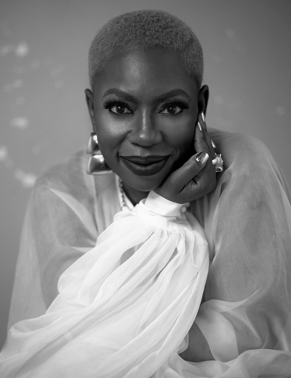 Black and white editorial portrait of LaKesha Glover