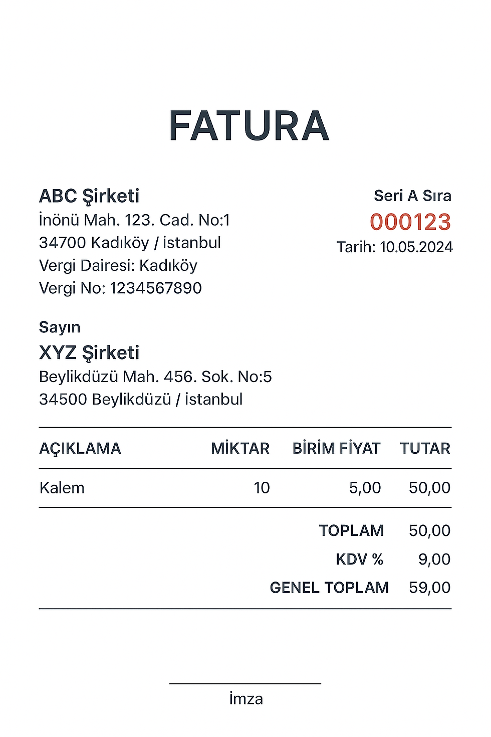 Fatura Örneği