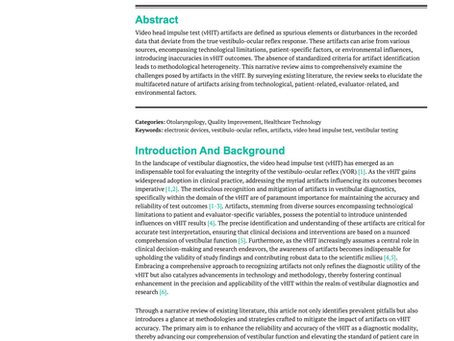 Insights Into Vestibulo-Ocular Reflex Artifacts/ A Narrative Review of the Video Head Impulse Test (vHIT)