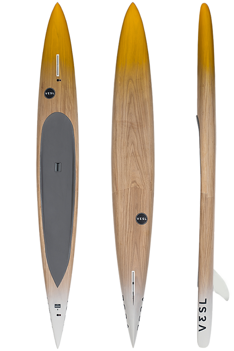 VESL 14'0 Prone Paddleboard Paulownia Natural Wood Sunset - Matte