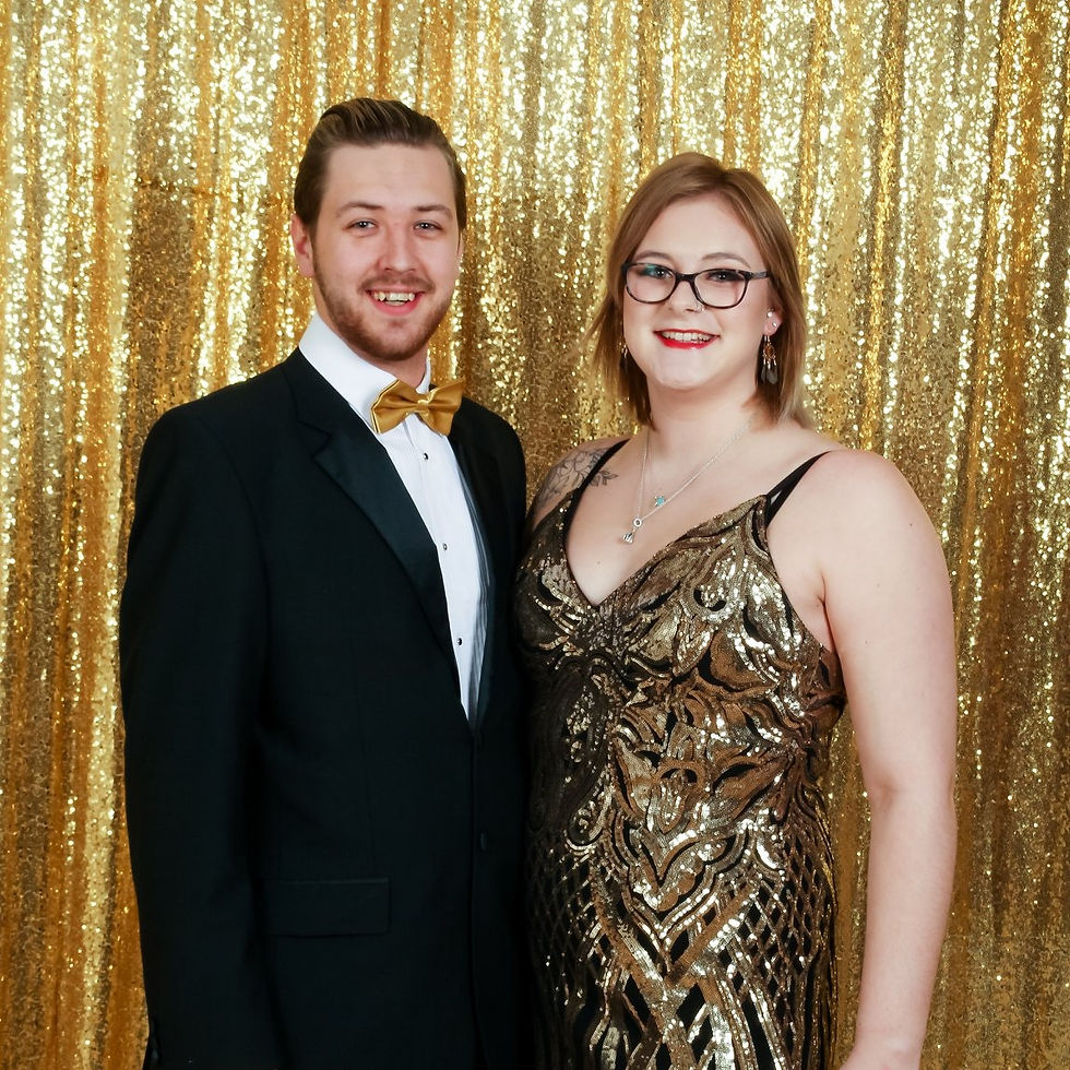 gold studio background couple portrait event