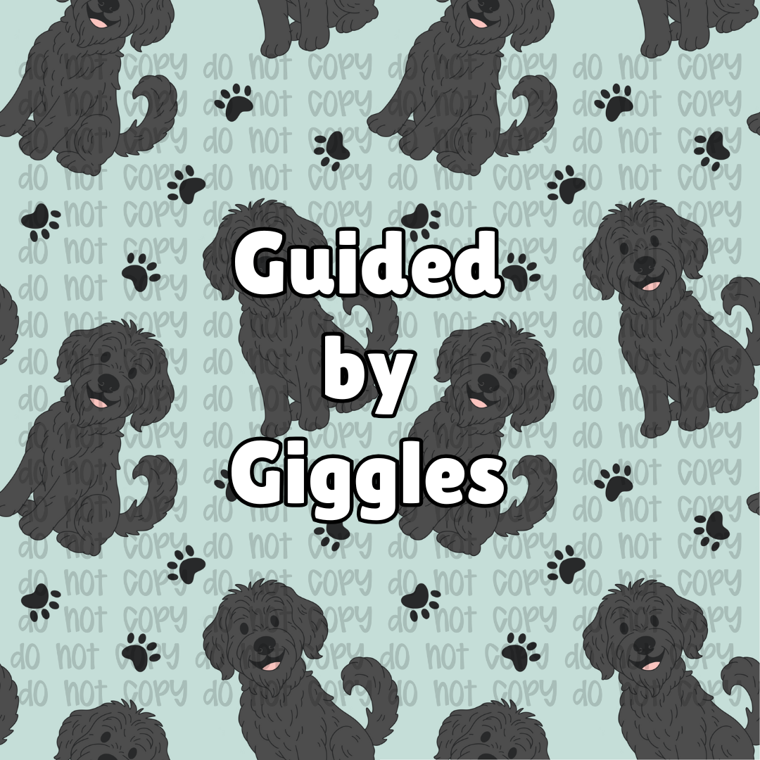 Dog Black Doodle Blue Background Seamless Pattern