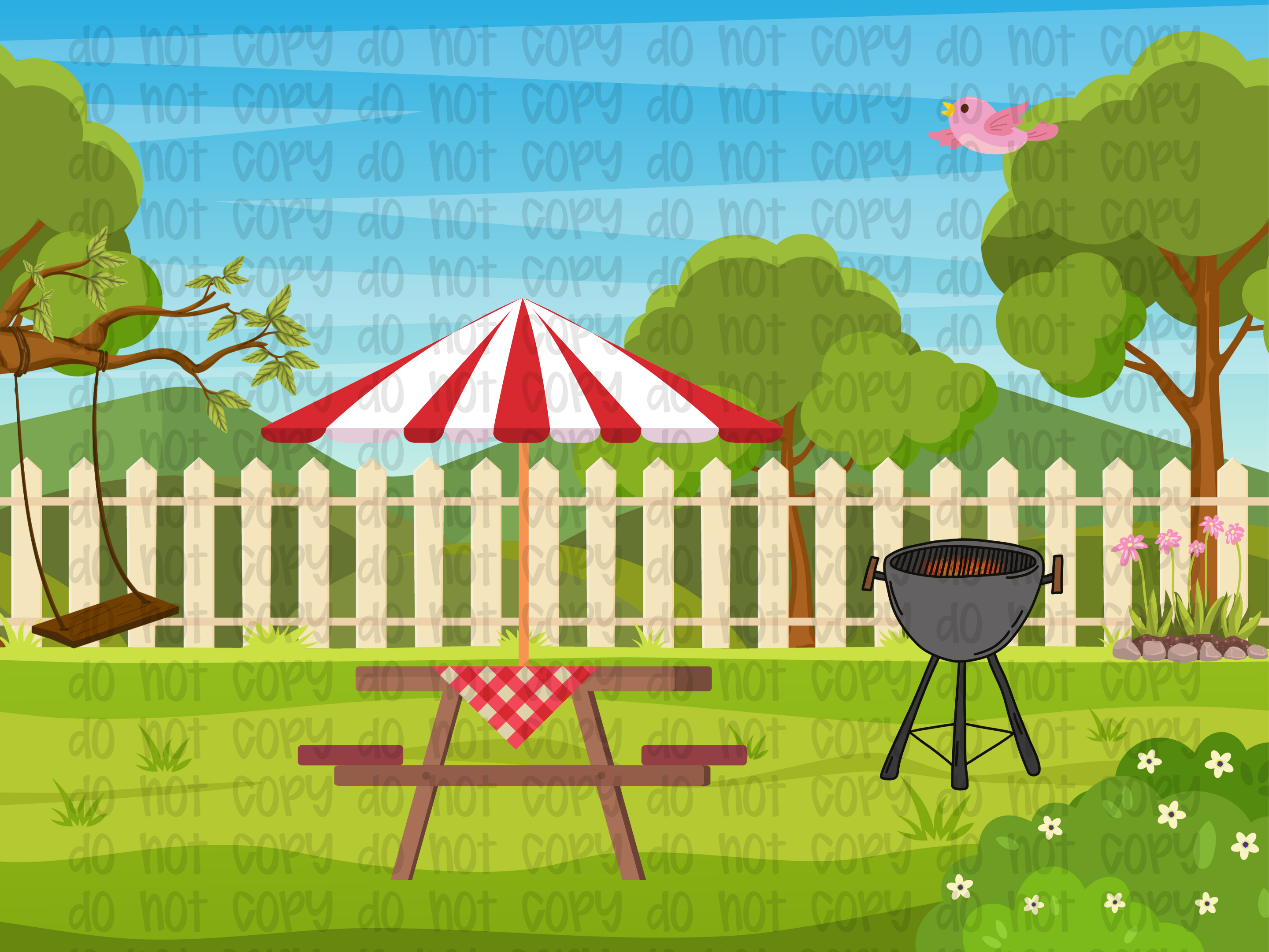 Backyard BBQ Wall Backdrop