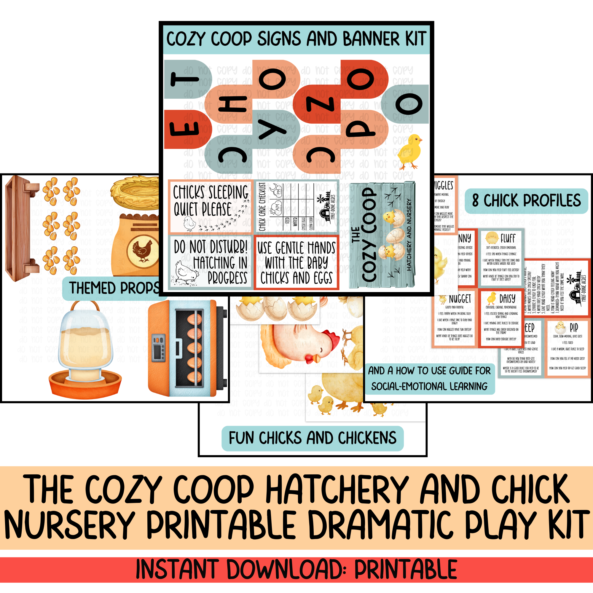 The Cozy Coop Hatchery and Chick Nursery Printable Dramatic Play Kit