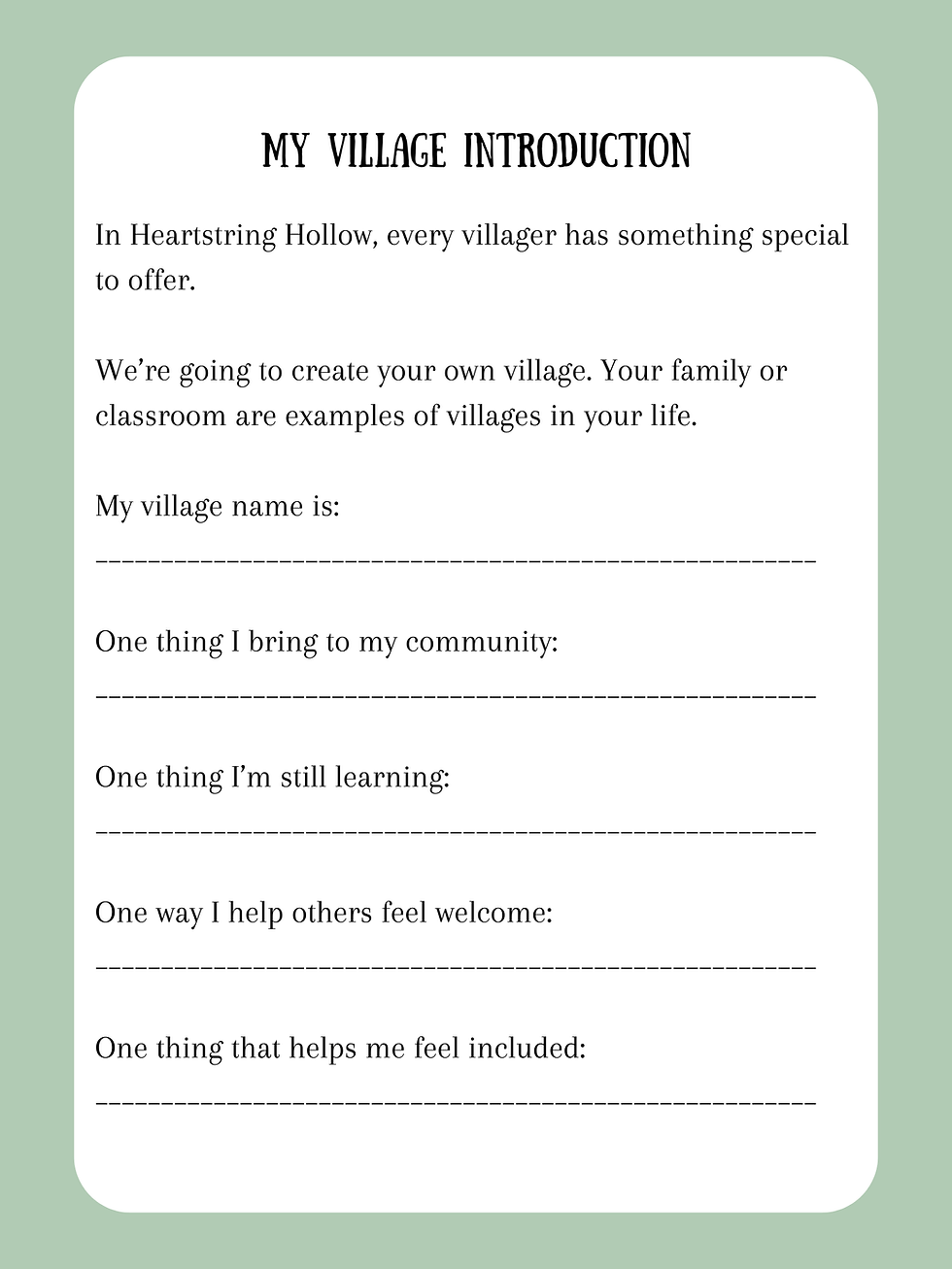 Thumbnail: Heartstring Hollow Social Emotional Activity Pack