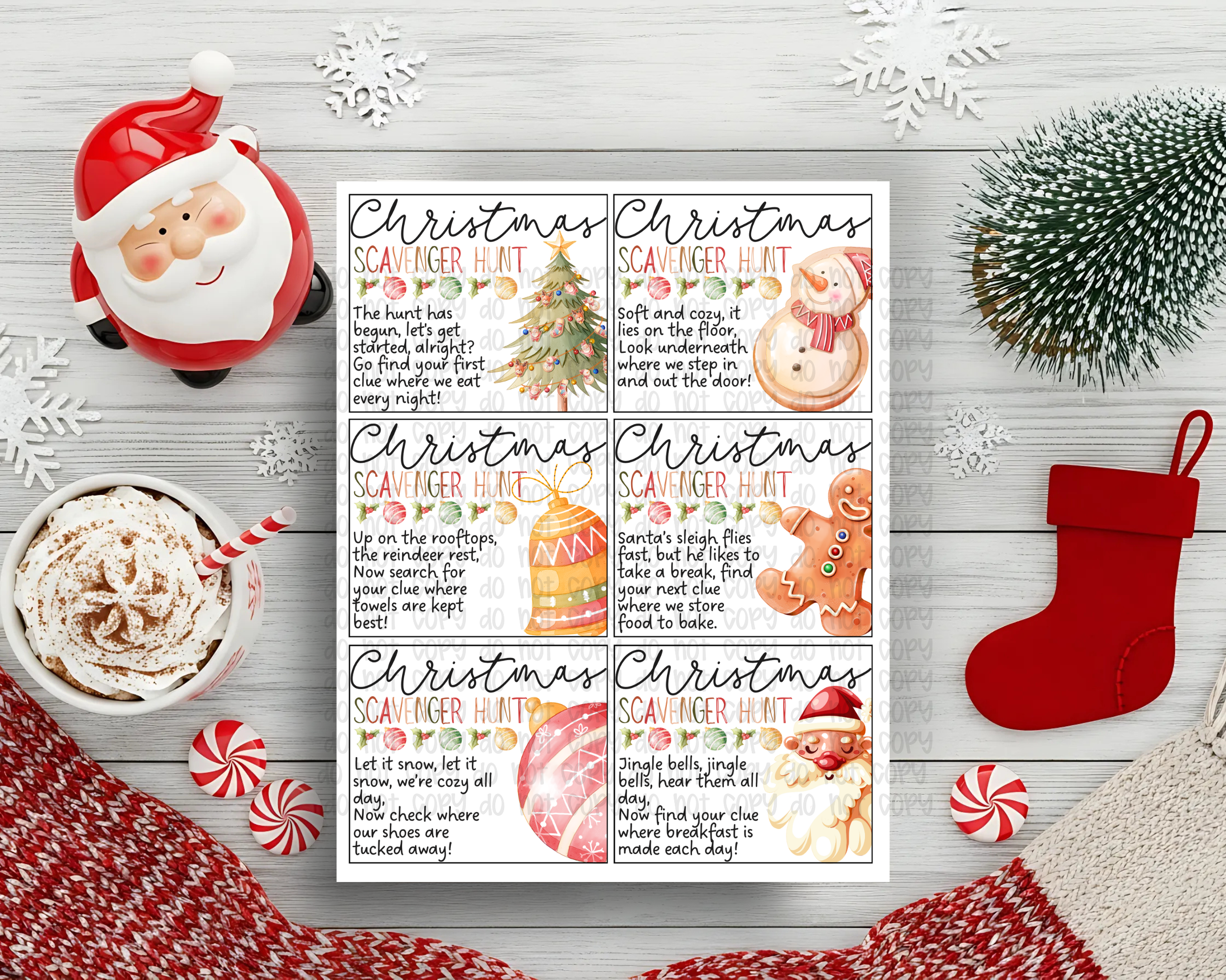 Christmas Indoor Scavenger Hunt Cards-Version 1