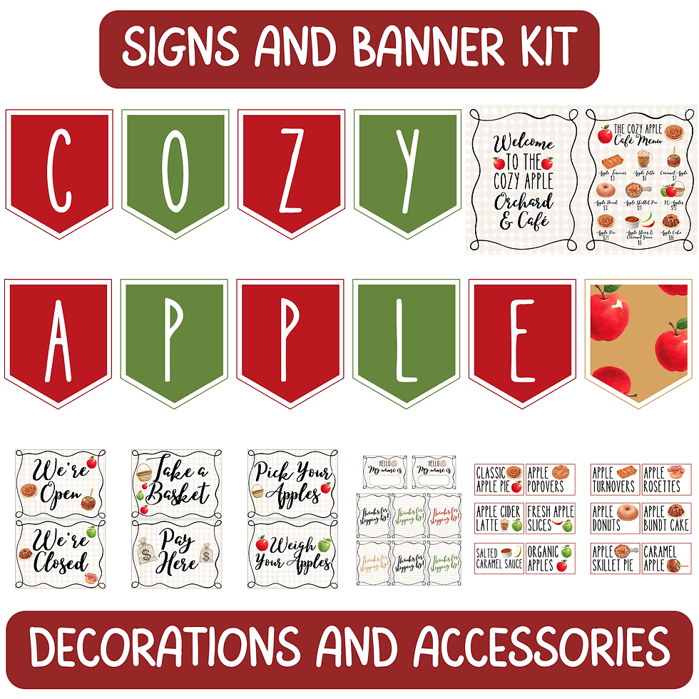 Thumbnail: Apple Orchard and Cafe Dramatic Play Kit: Laminated and Ready to Use