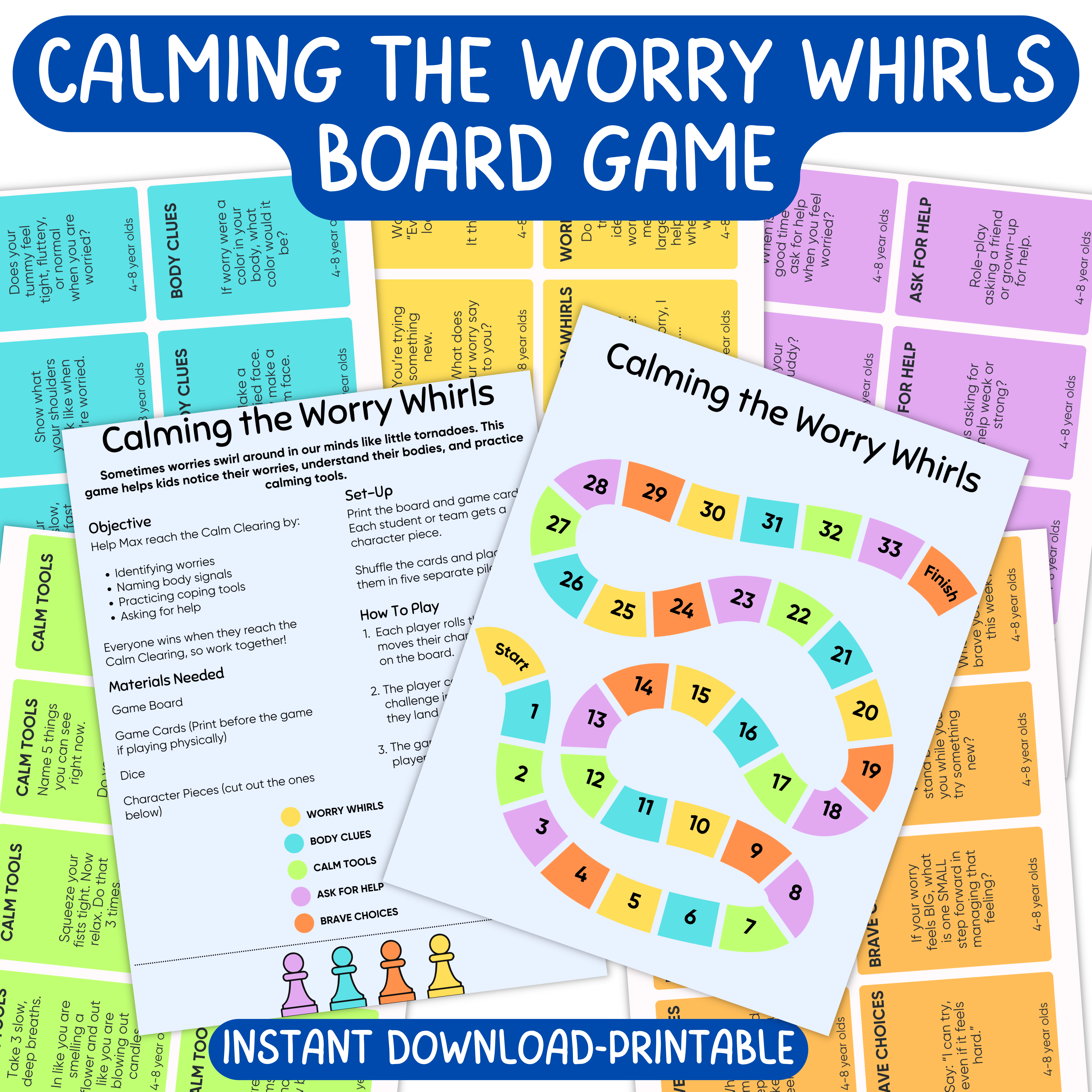 Calming the Worry Whirls Board Game