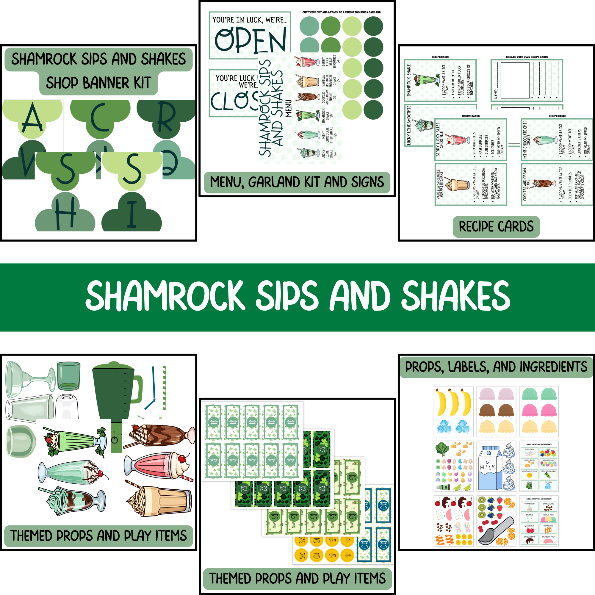 Shamrock Sips and Shakes Dramatic Play Kit