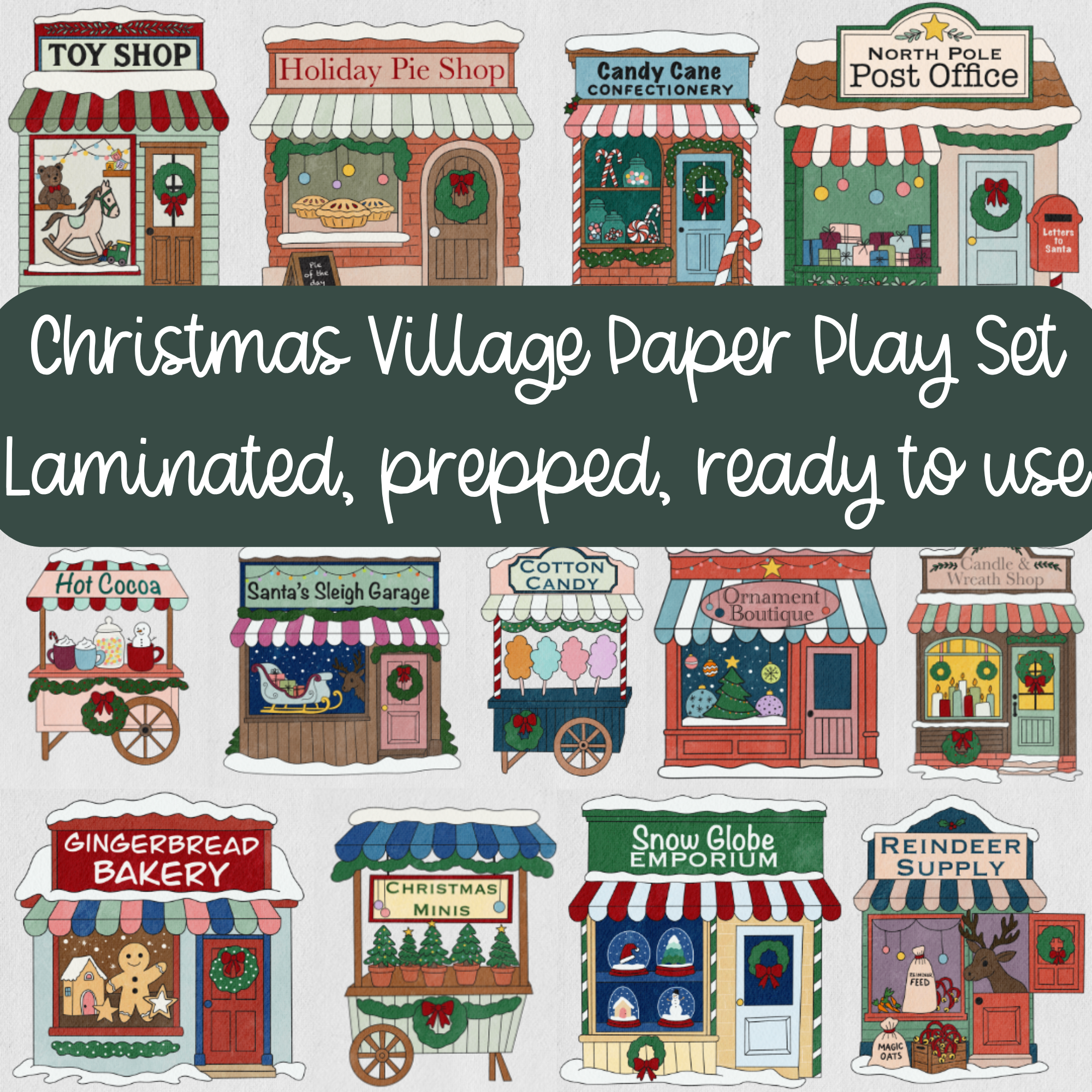 Christmas Village-Laminated and Ready to Use