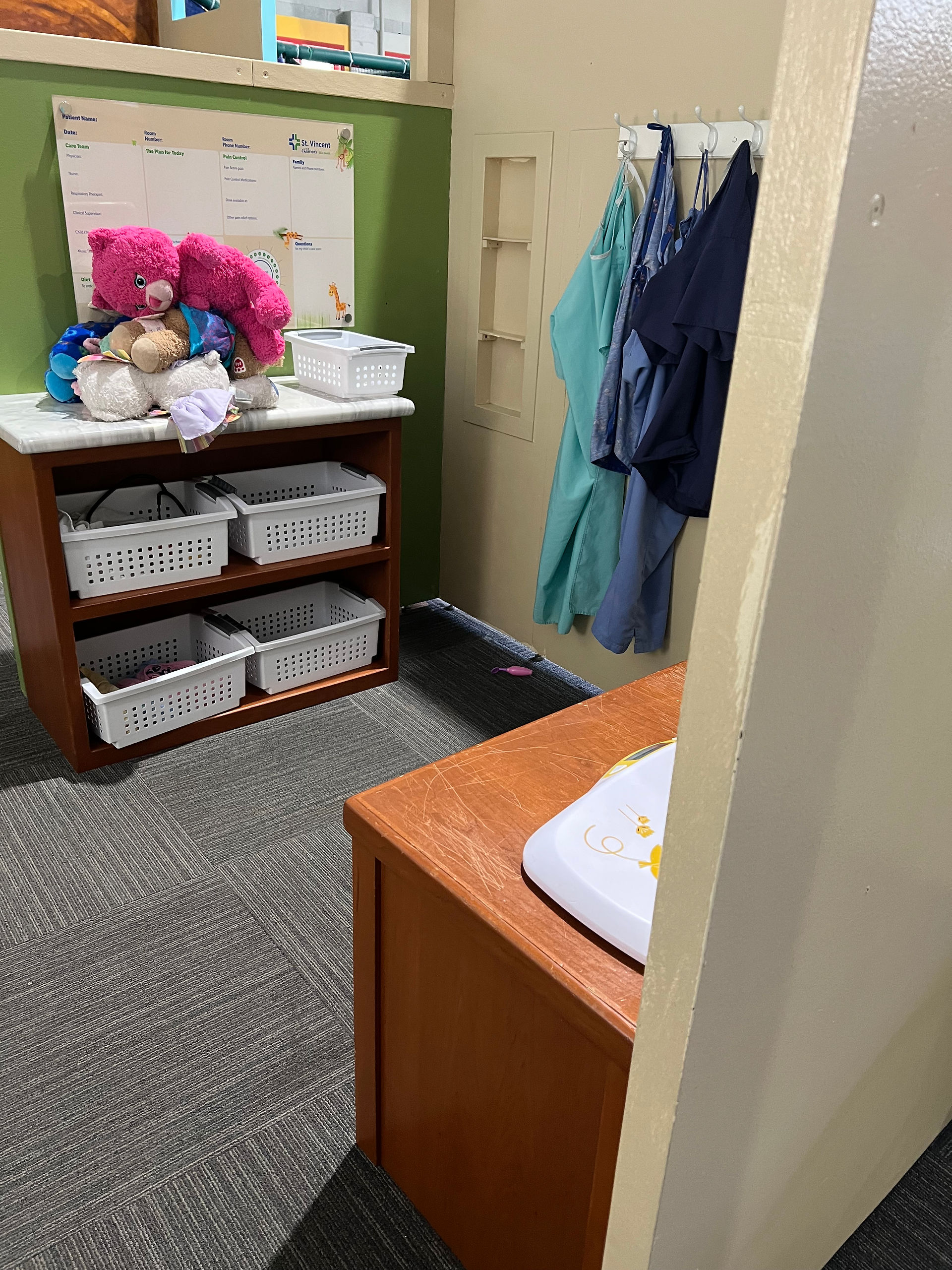 Part of the Doctor's Office where the kids can put on their white coats and find their supplies