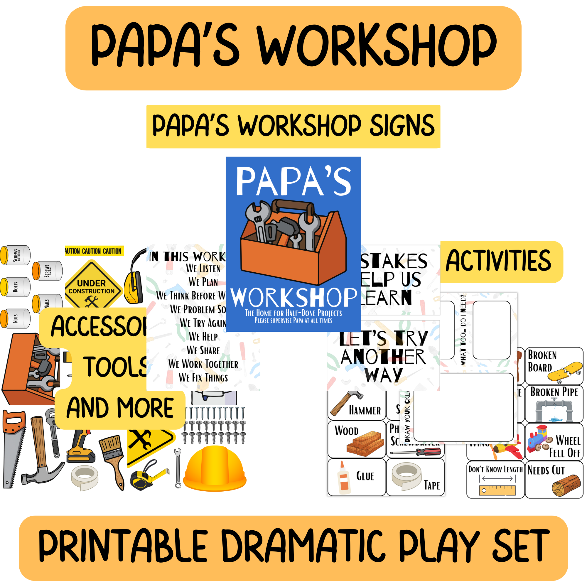 Papa's Workshop Printable Dramatic Play Set