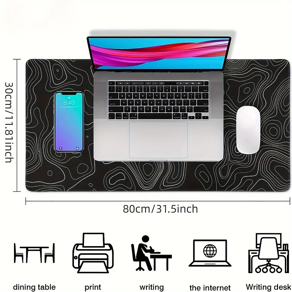 Thumbnail: 1PC Large Mouse Pads With Stitched Edges and Non-Slip Rubber Bas
