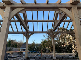 Bespoke oak frame being installed in Abe