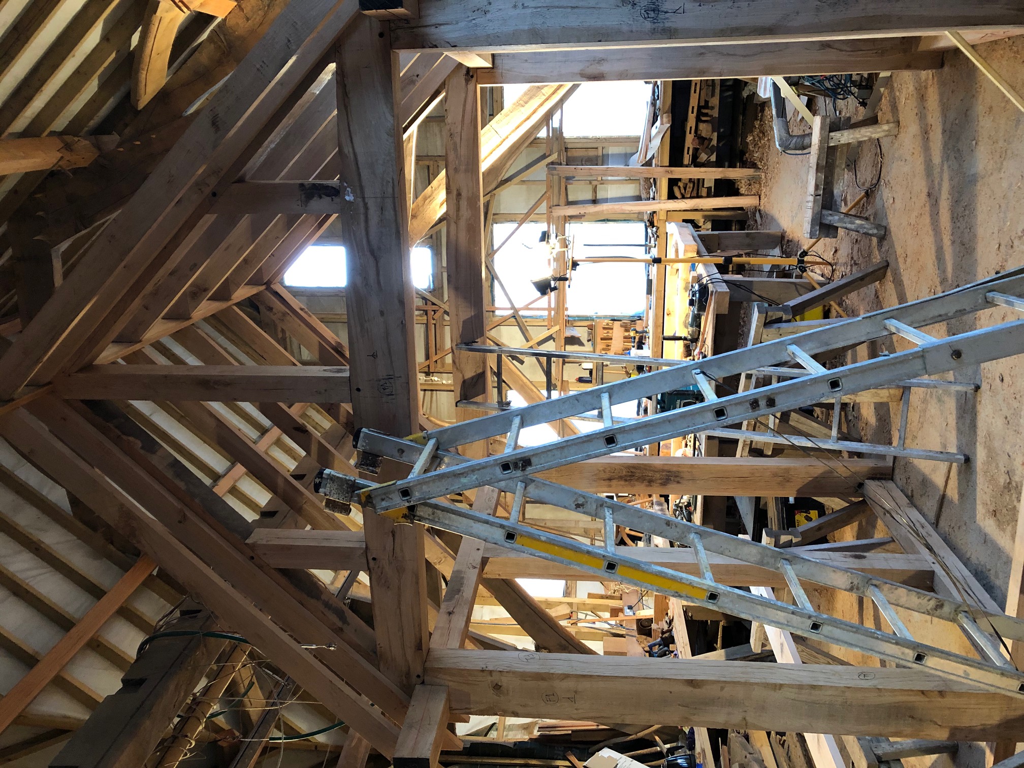 Trial fitting a bespoke oak framed porch