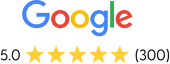 5.0 star Google review rating from 300 reviews