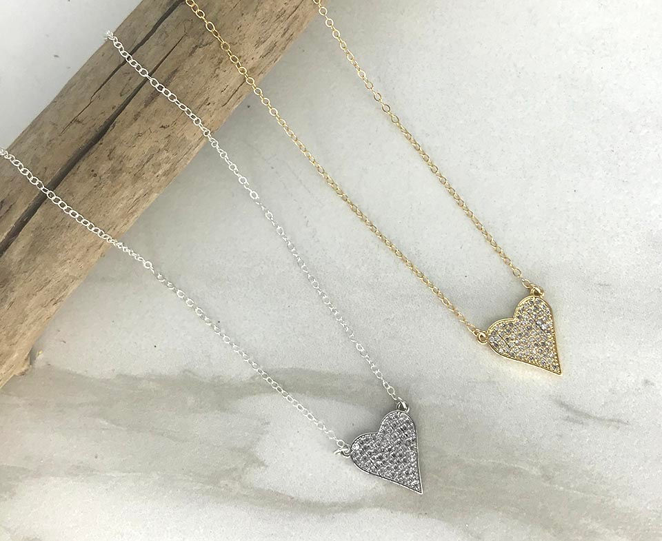 Thumbnail: HEART THROB Pave Heart Necklace
