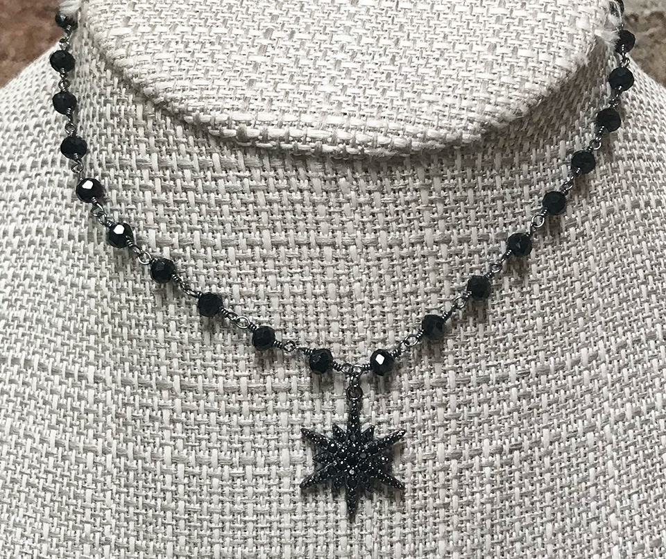 Thumbnail: BLACK PAVE STAR  All Black Necklace