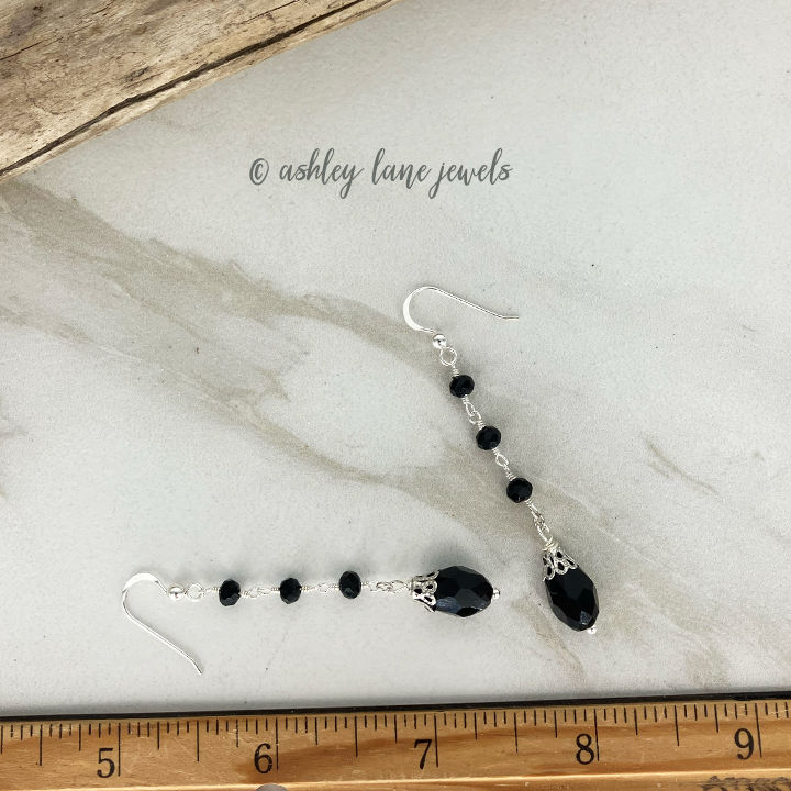 Thumbnail: SILVER SOPHIE Black and Silver Earrings