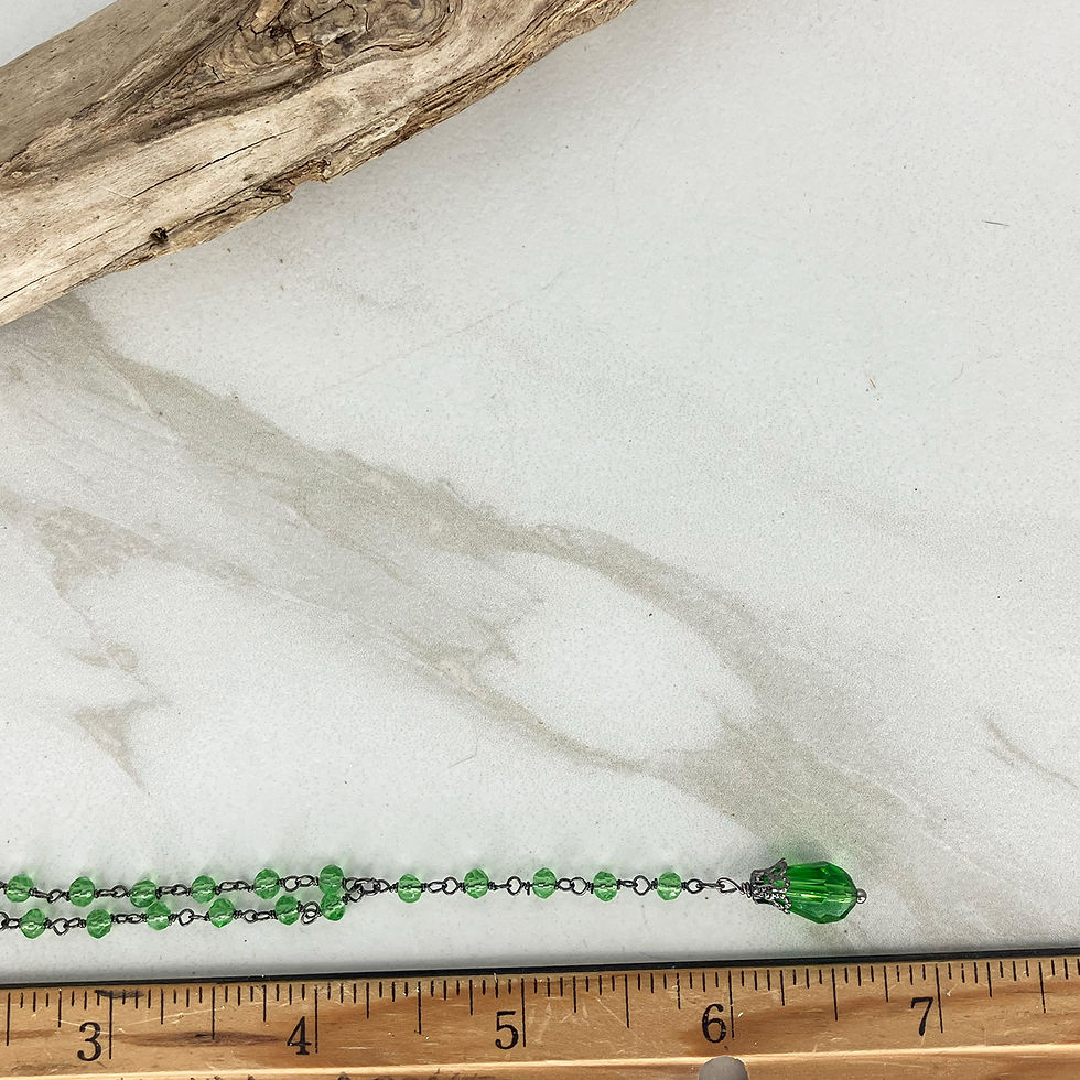 Thumbnail: GREEN WITH ENVY Green and Black  Y Necklace