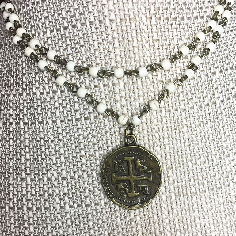 MIRANDA Double Choker - Bronze Coin Necklace