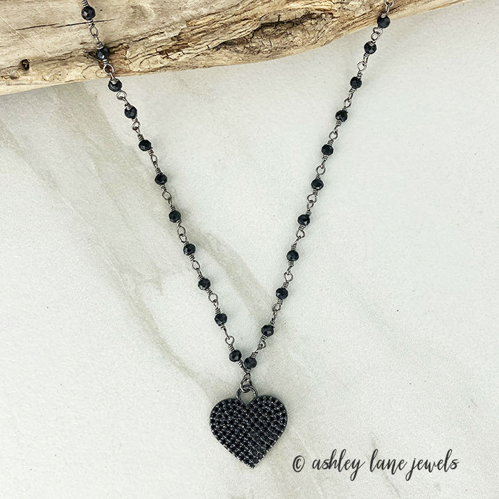 Thumbnail: BLACK HEART  All Black Necklace