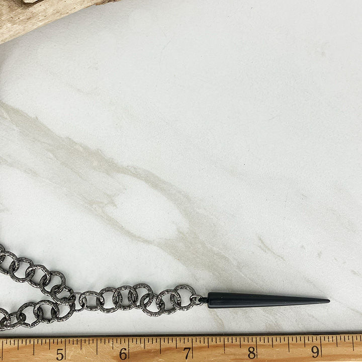 Thumbnail: CHAIN MAIL Gunmetal Spike Necklace