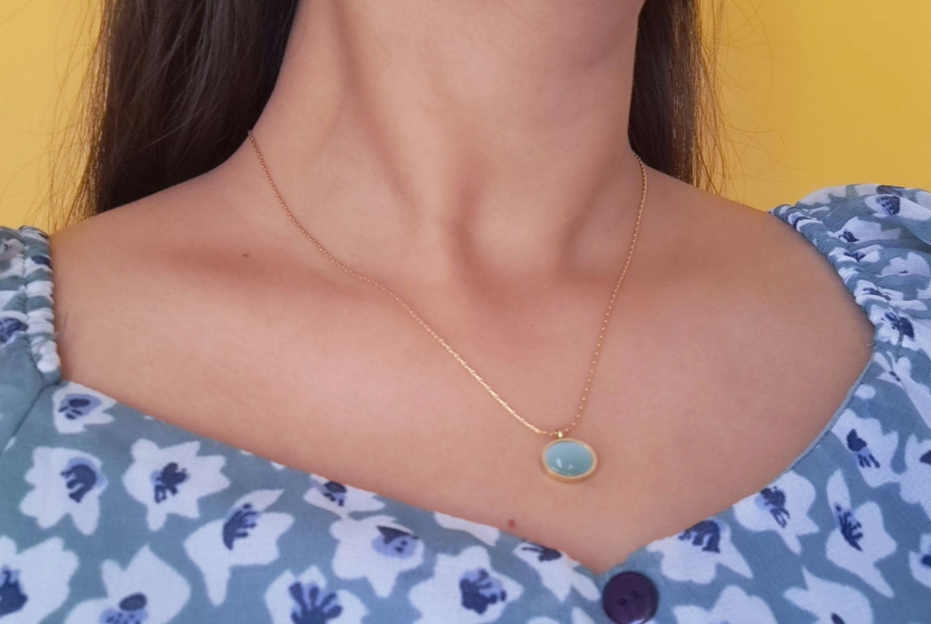 Moonstone Pendant with Gold Chain