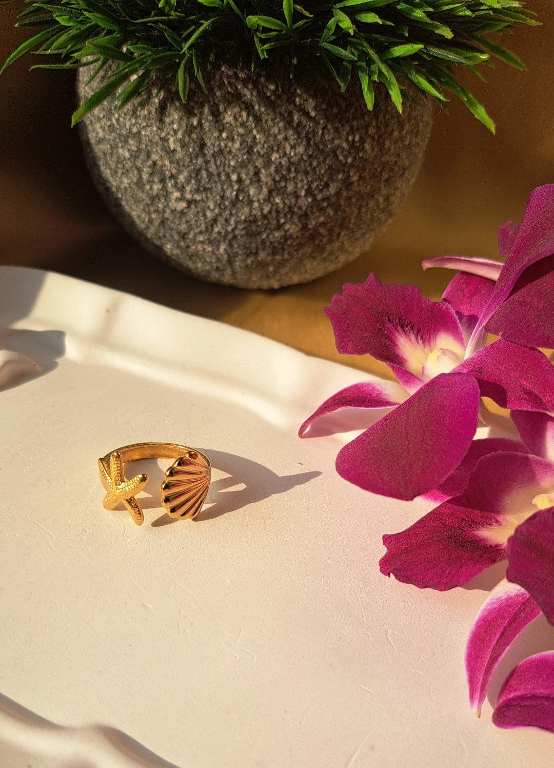 Ocean-Inspired Gold Bypass Wrap Ring