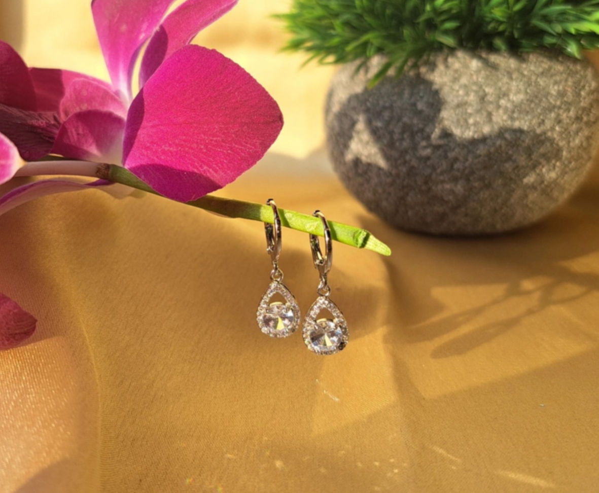 Teardrop Silver Drop Earrings