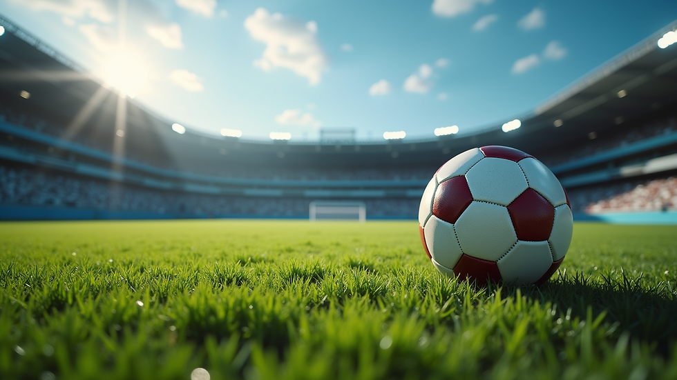 Eye-level view of a football field during a game