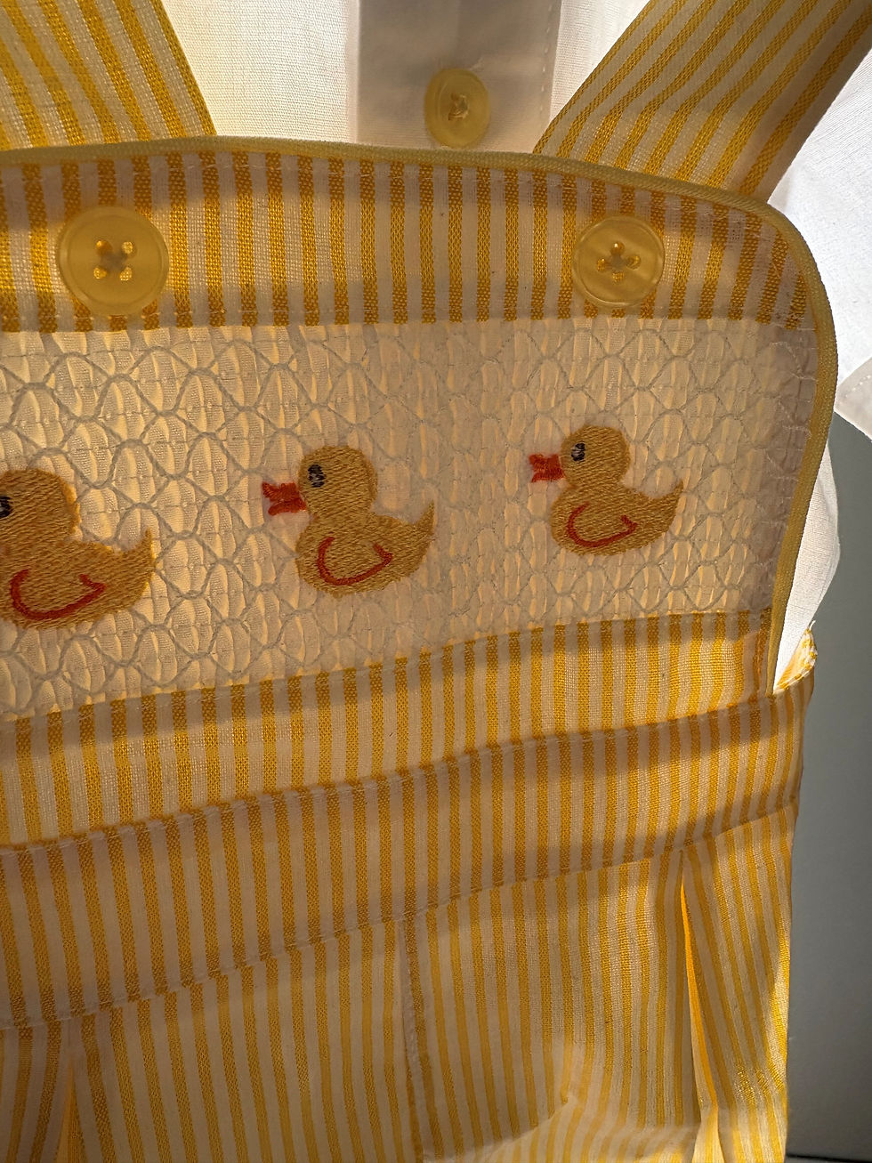 Thumbnail: Lemon Smocked Baby Duck Shirt and Dungarees