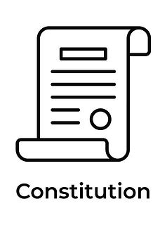 Rolled document icon with 'Constitution' text, symbolizing legal principles.